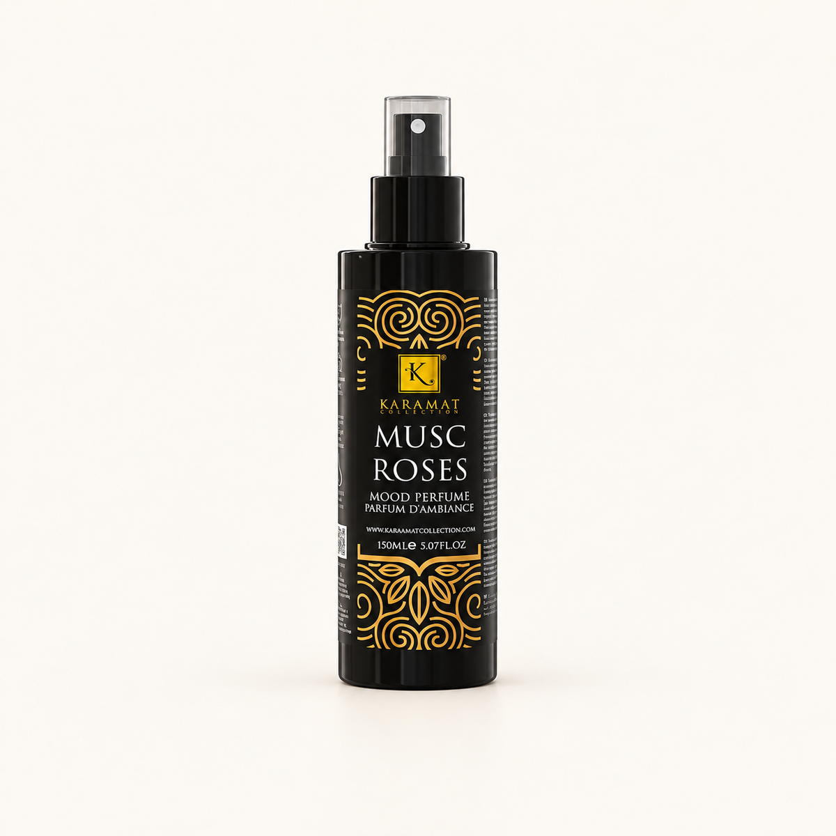 Musc Roses – Spray D’Ambiance 150 ml — produit sur fond crème