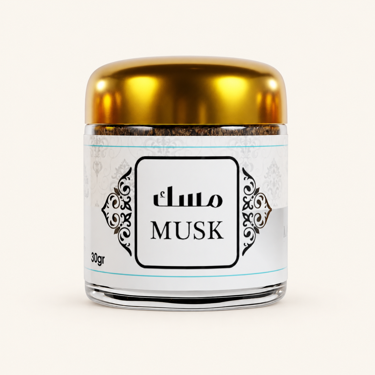 Bakhour Mabsous Musc — 30 g — produit sur fond crème