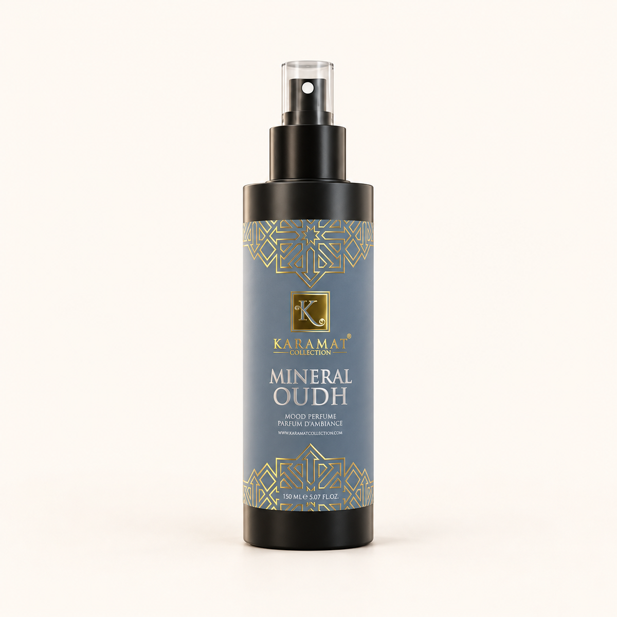 Mineral Oudh – Spray D’Ambiance 150 ml — flacon sur fond crème