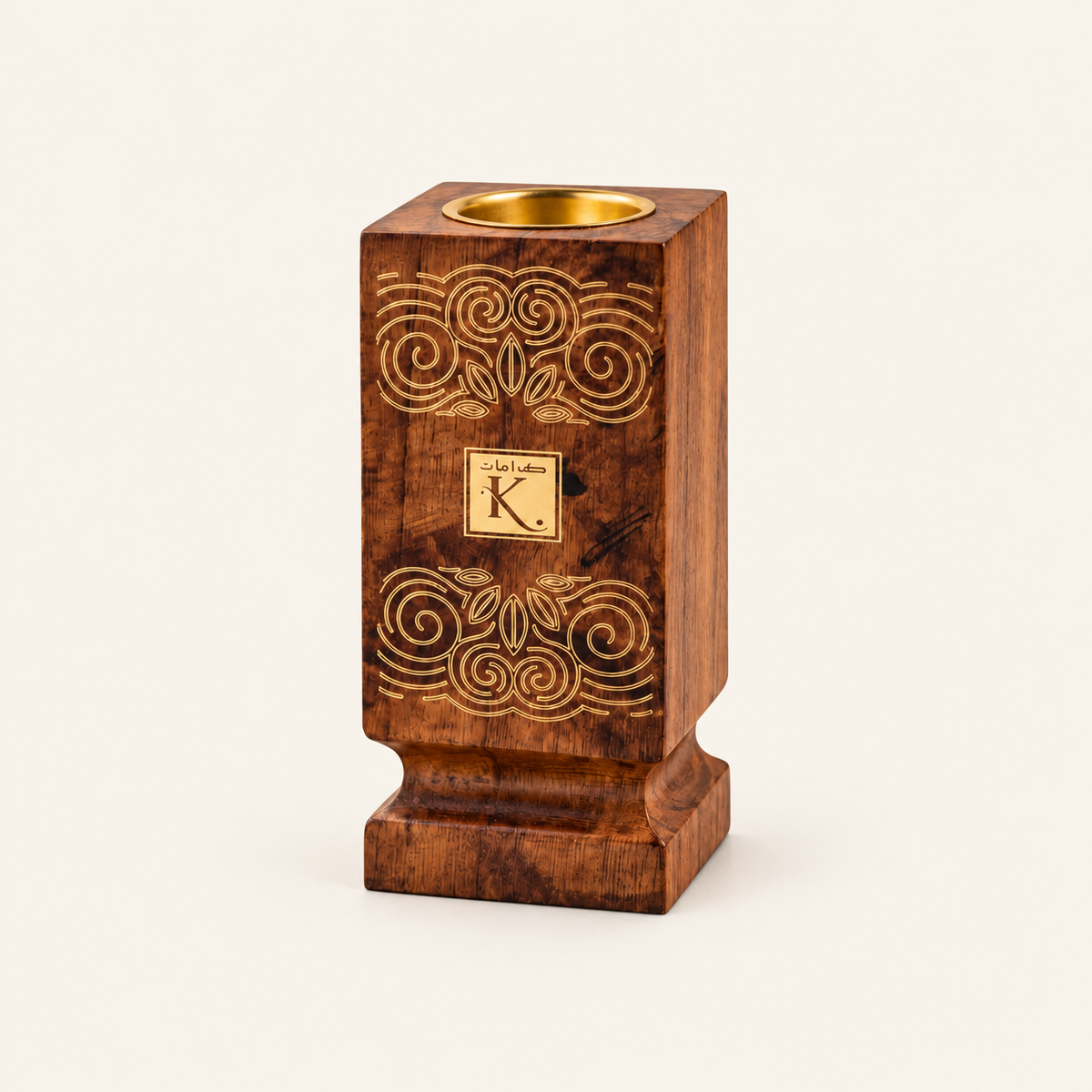 Encensoir à bakhour en bois — Karamat — vue produit sur fond crème