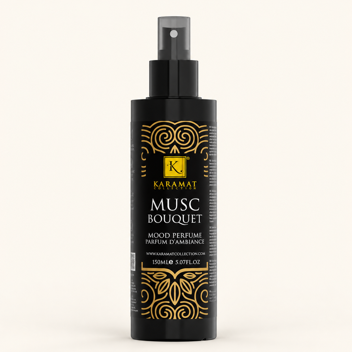 Musc Bouquet – Spray D’Ambiance 150 ml — flacon sur fond crème