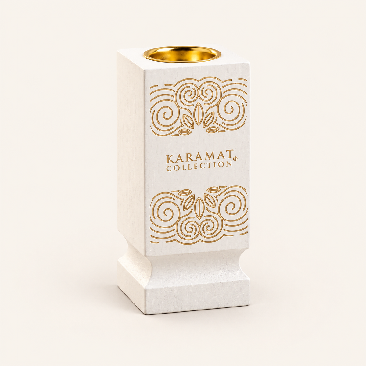 Encensoir en bois Karamat — variante Blanc, sur fond crème